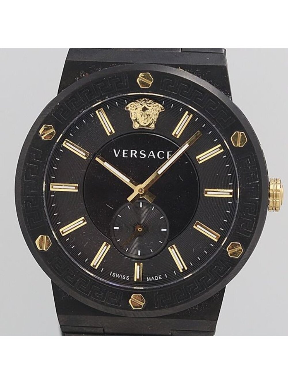 Versace Box 6 Links Included Vevi Small Seconds Black Dial Watch